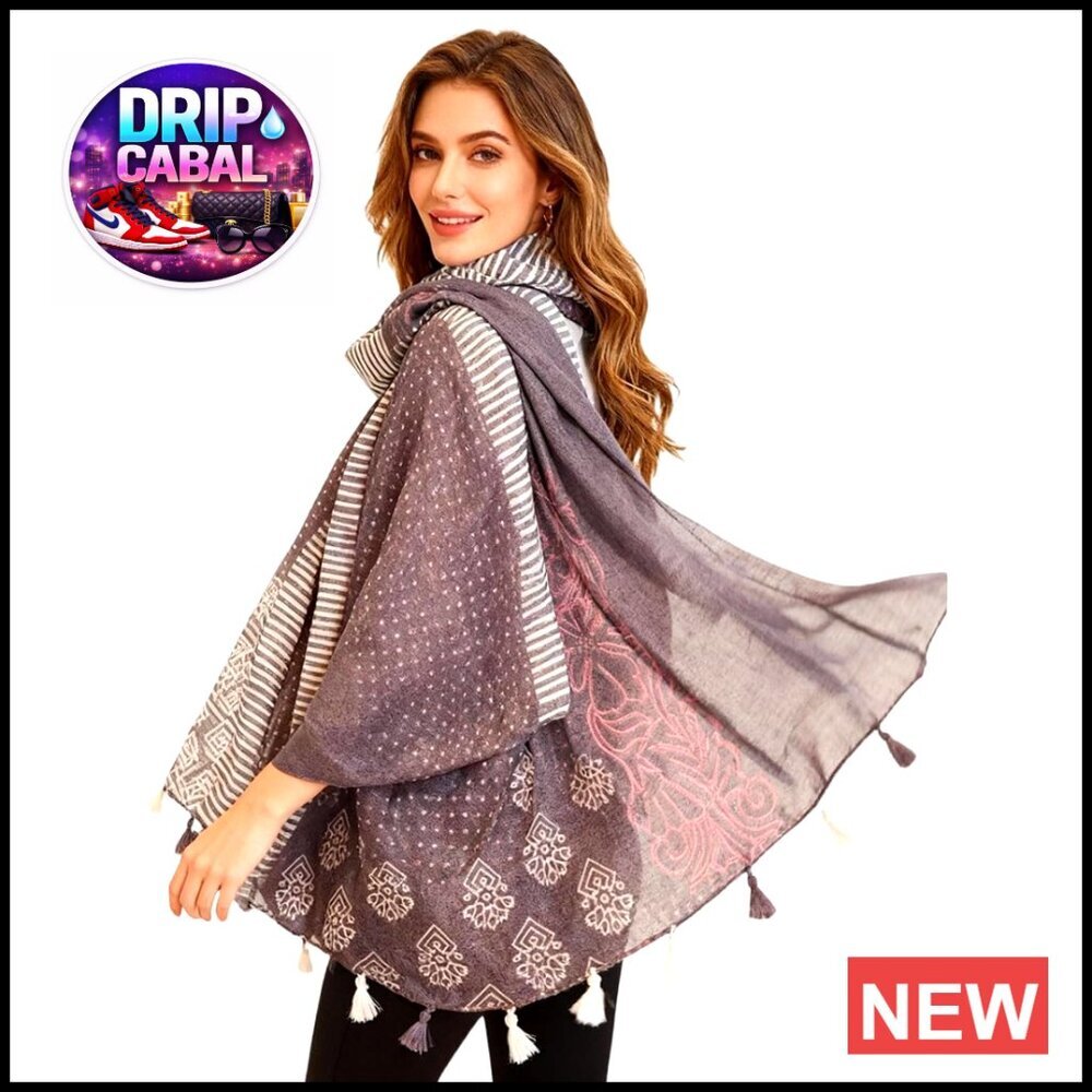 Oversized Boho Scarf Lightweight Soft Polyester Shawl Wrap Versatile Four